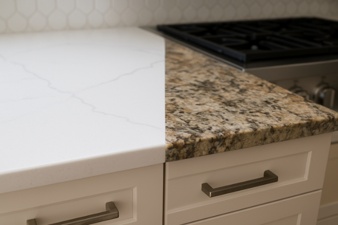 Split Countertop Quartz vs. Granite Countertops: Which Is Right for Your Kitchen ...